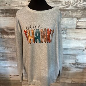 Amazon Gray 'Give Thanks' Sweatshirt